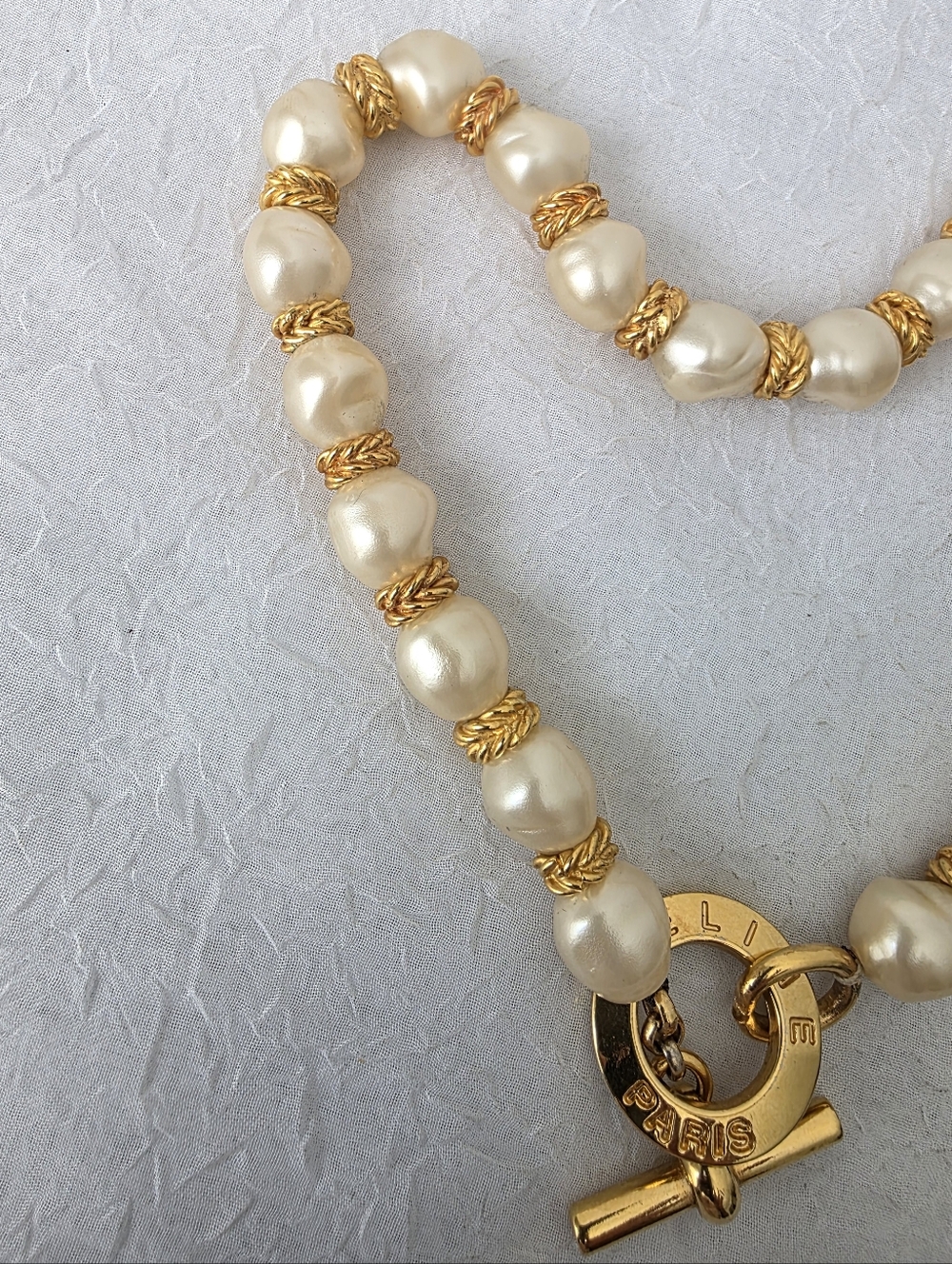 Auth Celine Paris Pearl Beaded Toggle Necklace - Picture 4 of 10